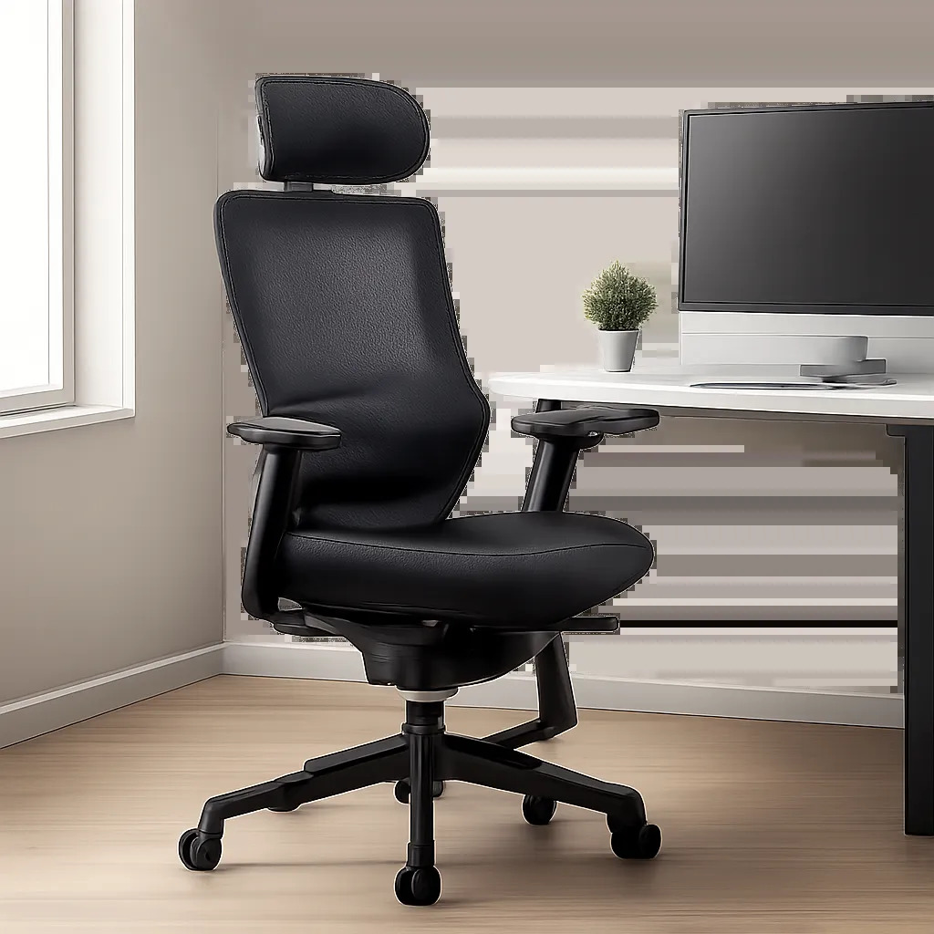 Un bureau en bois élégant et sobre, intégré dans un espace de travail moderne. L’image évoque la solidité, le confort et la crédibilité d’un poste pensé pour le quotidien.